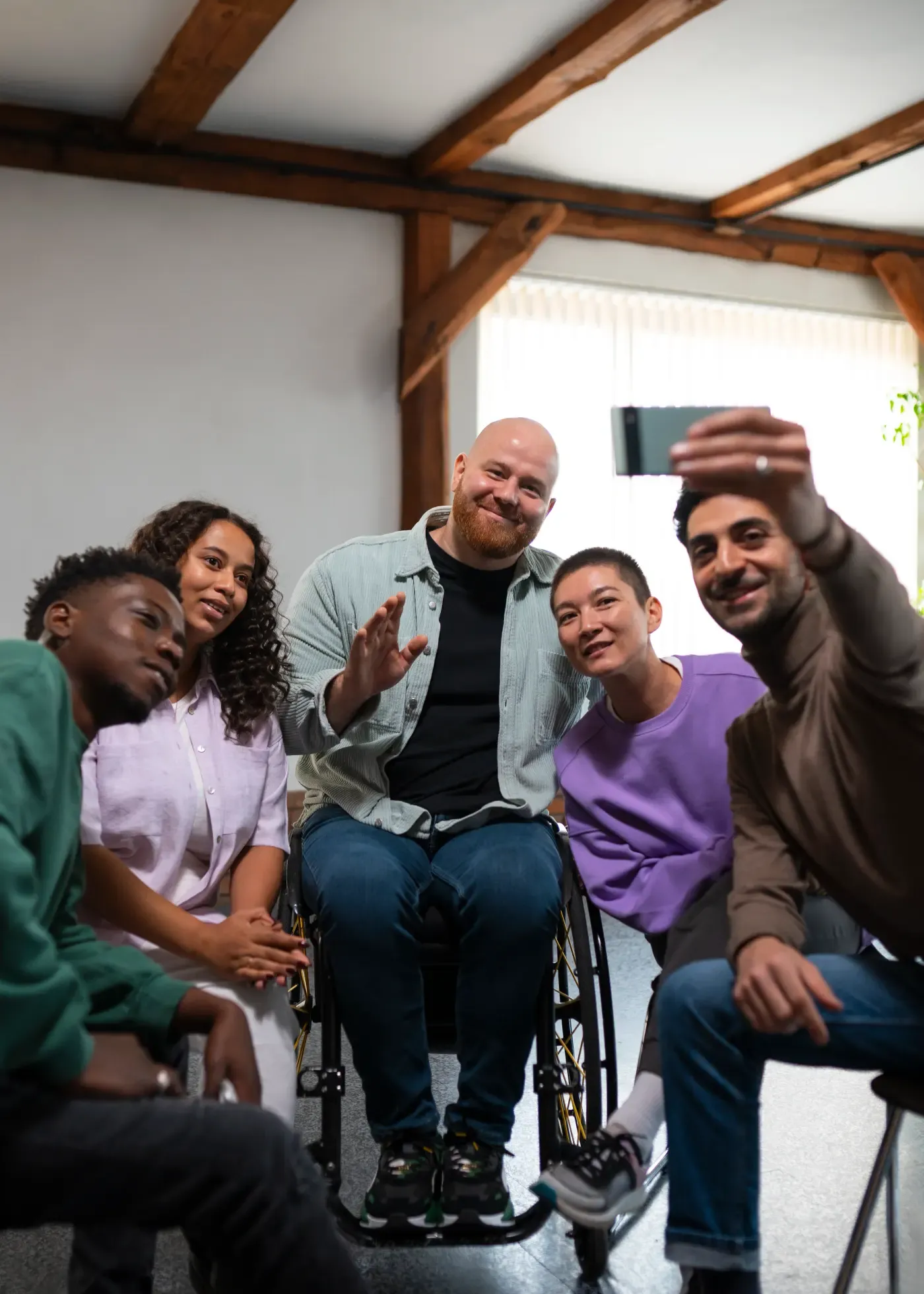 Support team meeting together in a calm group setting