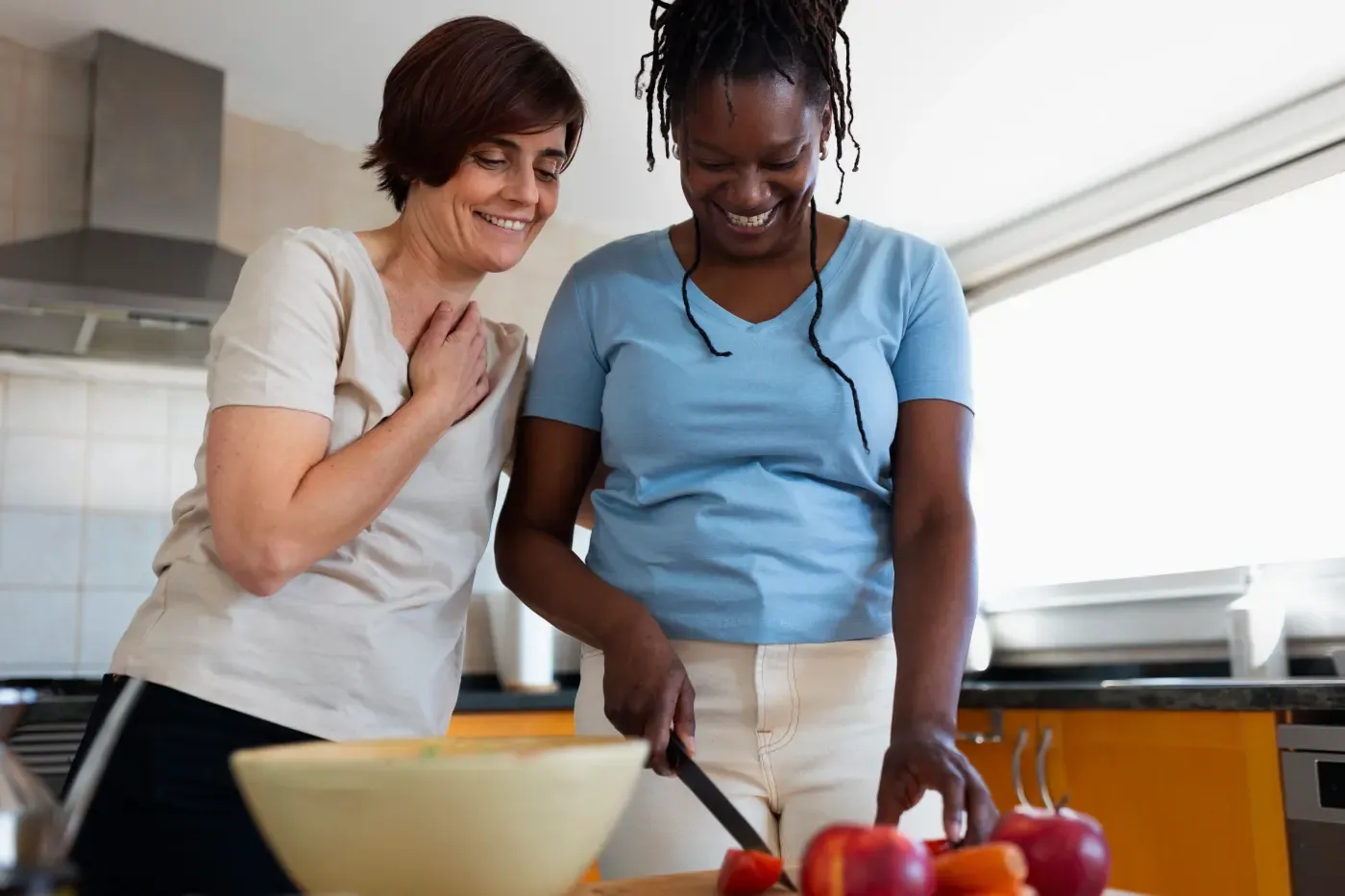 People preparing food together while building everyday living skills
